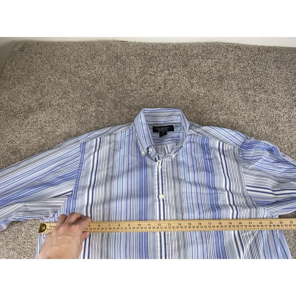 Brooks Brothers All Egyptian Cotton Button Down Shirt Men L Blue Stripped Preppy - Picture 4 of 8